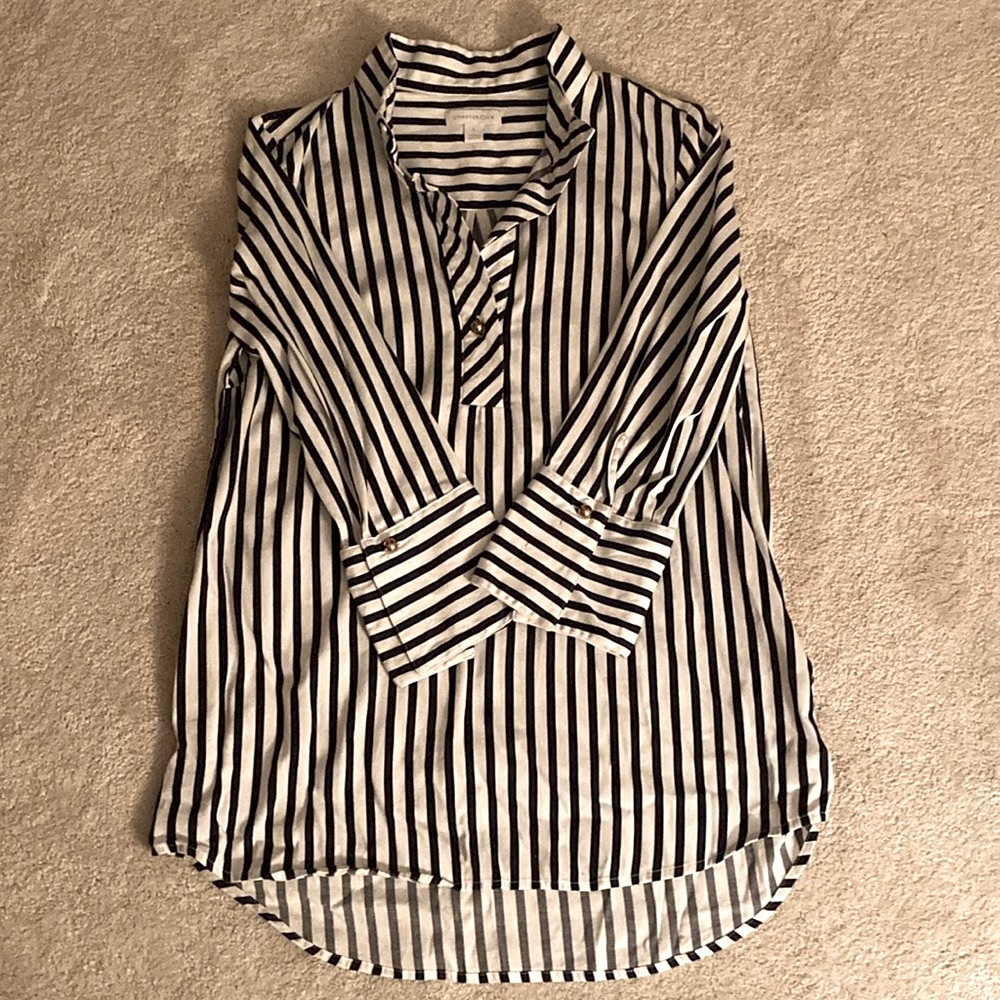 Charter Club Striped Navy and White Women's Top
